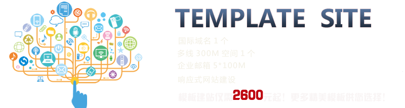 TEMPLATE SITE;國際域名1個、多線300M空間1個、企業(yè)郵箱5*100M、響應(yīng)式網(wǎng)站建設(shè)、模板建站僅需2600元起！更多精美模板供您選擇！